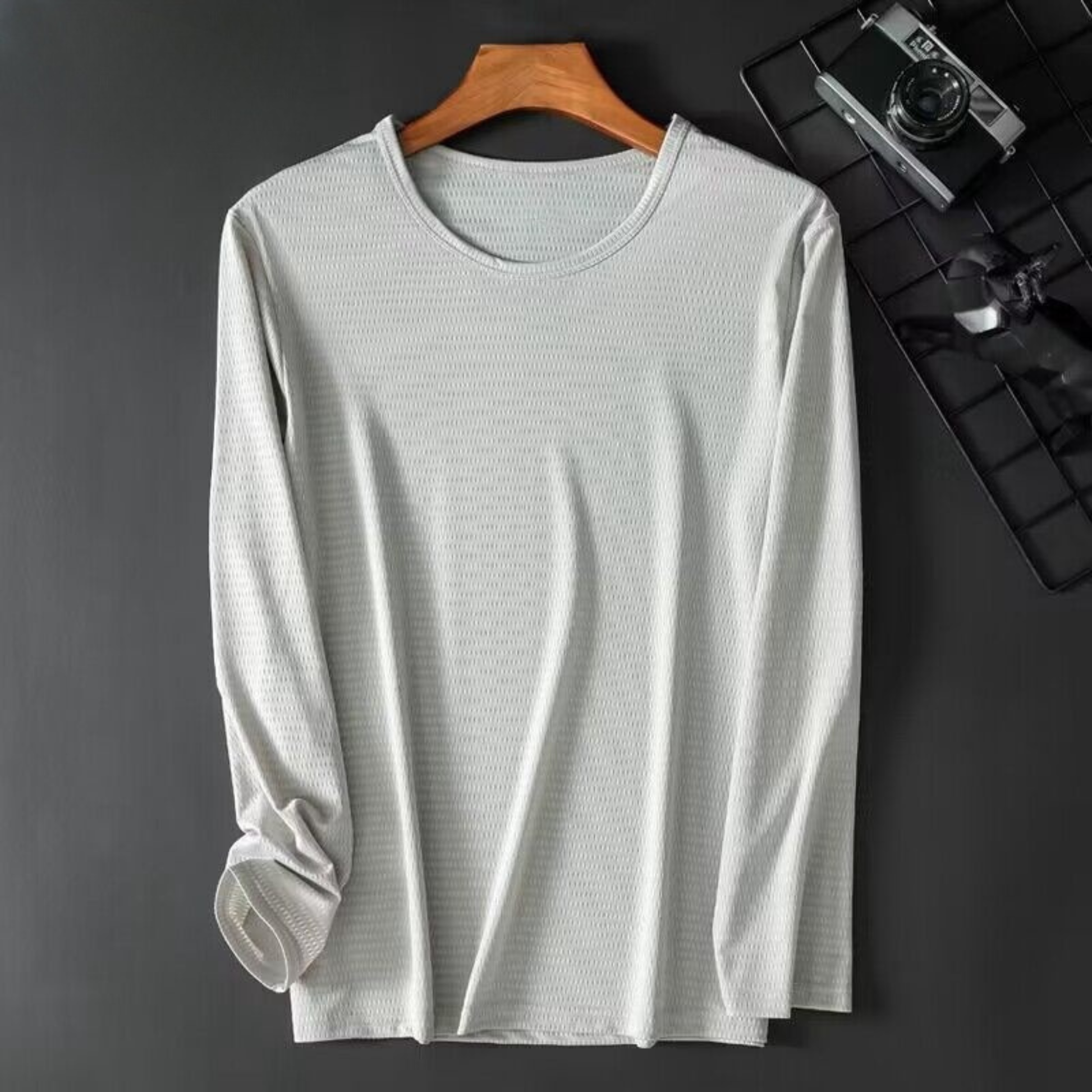 Men's Breathable Long-Sleeve T-Shirt - Dark Grey